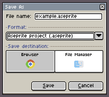 Save location options in Save As.