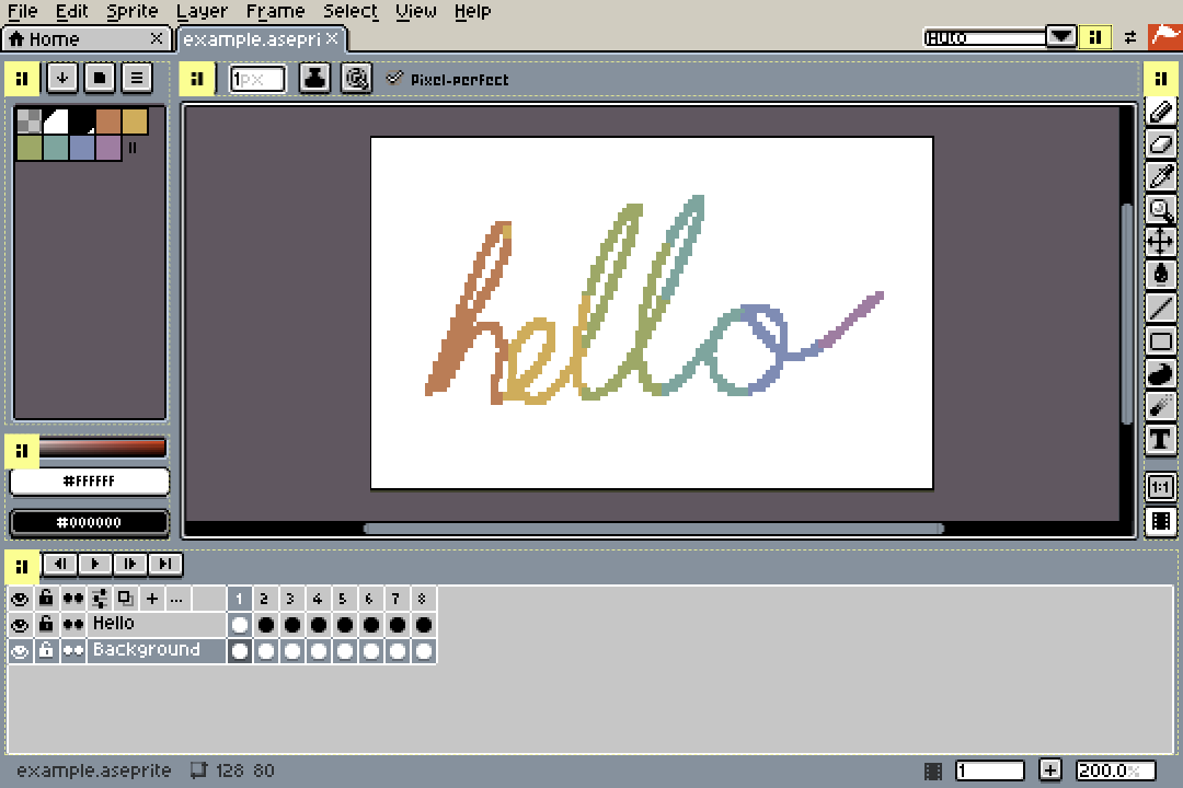 Moving the Xprite timeline to the right, resizing it, and docking it at the bottom